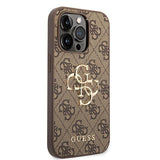 1 x RAW Customer Returns CG MOBILE Guess Phone Case - iPhone 15 Pro Phone Case in Brown 4G Big Metal Logo Logo Anti-scratch, comfortable and durable, hard shell with accessible ports - RRP €25.33