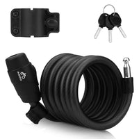 1 x RAW Customer Returns Bicycle lock, 180cm 12mm cable lock, very high security level bicycle lock with key and metal cable, heavy-duty bicycle lock for bicycle, motorcycle, gate, fence, scooter black  - RRP €14.99