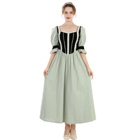 1 x RAW Customer Returns Fiamll Medieval Clothing Women Renaissance Medieval Party Costume Maxi Dress Victorian Green M - RRP €46.38