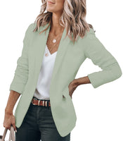 1 x RAW Customer Returns Cicy Bell Women s Long Sleeve Casual Blazer Work Office Button Open Front Jacket Suit, Light Green, XXL - RRP €24.0