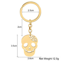 1 x Brand New DUOWEI Grim Reaper Keychain Halloween Skull Zinc Alloy Key Chain Keyring Wallet for Women Ladies Girls Gift 8 Skulls Gold  - RRP €27.6