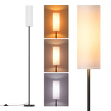 1 x RAW Customer Returns Lithomy 9W LED floor lamp, floor lamp living room dimmable, floor lamp with 3 color temperatures, E27 reading lamp floor lamp with linen lampshade foot switch, vintage floor lamp for bedroom, white - RRP €41.71