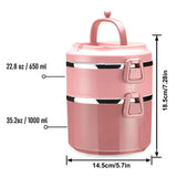 1 x RAW Customer Returns SANQIAHOME 2 Layers Multi-layer Stackable Stainless Steel Lunch Box, Leak-proof, Pink - RRP €22.51