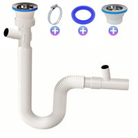 1 x RAW Customer Returns Flexible drain hose for sink with double, washing machine dishwasher - siphon - 1 1 4 x 32 mm bathroom - drain pipe, extendable corrugated hose - sink - 2 pipe clamps - RRP €11.99