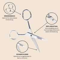 1 x RAW Customer Returns Professional eyebrow scissors set with comb travel case Beard scissors eyebrow scissors for men and women Extra sharp blade For ear, nose beard hair - with straight blade rustproof - RRP €19.95