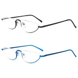 1 x RAW Customer Returns KoKoBin 2 Pack Unisex Half Moon Reading Glasses Half Frame Metal Spring Hinge Thin Reading Glasses 2pcs, 1  - RRP €58.8