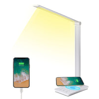 1 x RAW Customer Returns Table lamp, desk lamp office 5 color and stepless dimming table lamp with wireless charger and timmer bedside lamp memory function eye-friendly reading lamp for work learning white - RRP €25.2