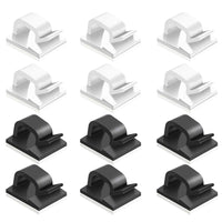 1 x RAW Customer Returns FineGood Pack of 60 self-adhesive cable clips, plastic cable holder, cable holder for the home office - black, white - RRP €9.26