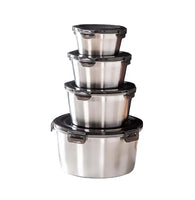 1 x RAW Customer Returns GRFELI Stainless Steel Food Containers with Airtight Lids, 4 Pack - Reusable Bento Lunch Box for Food Storage, Leak Proof, Oven, Freezer, Dishwasher Safe - RRP €30.16