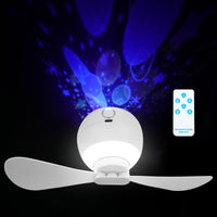 1 x RAW Customer Returns Seutgjie Camping Fan USB Rechargeable 3600mAh Battery with Light Starry Sky Projector Remote Control for Outdoor Hiking Emergency Fishing - RRP €30.24