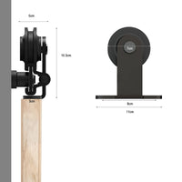 4 x RAW Customer Returns CCJH 1.8m 6ft sliding door fittings sliding doors sliding door system complete set running rail roller set black for 1 wooden door with floor guide black rails T-shape - RRP €231.68