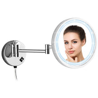 1 x RAW Customer Returns DOWRY make-up mirror with lighting, wall mounting, LED make-up mirror, 10 compartments, 3 color lights, swiveling, wall magnifying mirror with light for bathroom, diameter 25 cm, chrome - RRP €94.76