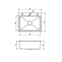 1 x RAW Customer Returns Kitchen Sink 304 Stainless Steel Kitchen Sink Multifunctional Kitchen Sink with 3 Holes Built-in Sink 1 Bowl 55 x 45 cm, Stainless Steel  - RRP €120.99