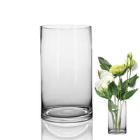 1 x RAW Customer Returns Piashow Glass Flower Vase Large 30cm High Modern Cylinder Vase Clear Glass Round 15 cm Glass Vase Cylinder, Glass Cylinder with Base, Candle Glass for Home Office Decor, Glass Table Decoration - RRP €23.18