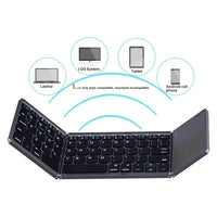 1 x RAW Customer Returns AURTEC Foldable Bluetooth Keyboard with Touchpad Wireless Touch Keyboard, Rechargeable Portable Mini Keyboard for PC, Tablet, Android, Smartphone Dark Gray - RRP €38.29