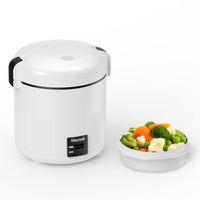 1 x RAW Customer Returns Small rice cooker bento box for 1-2 people, 0.3 liters, 1.5 cups , mini rice cooker with removable pot with non-stick coating, one touch keep warm function, 200 watts black  - RRP €39.99