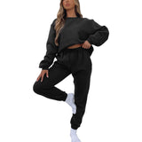 1 x RAW Customer Returns amropi Tracksuit Women s Pullover Sweatshirt and Jogging Bottoms Warm Fleece Clothing Set Black, S  - RRP €36.47