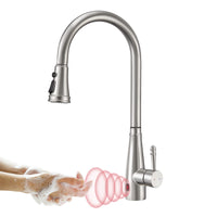 1 x RAW Customer Returns YUANNY Touchless Sensor Kitchen Faucet with Pull-out Spray, Infrared Smart Faucet, 360 Rotatable Contactless Kitchen Mixer Tap, 3-Mode Kitchen Sink Tap - RRP €107.36