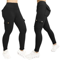 1 x RAW Customer Returns Nuofengkudu Gym Women s Legging Push up High Waist Cargo Pocket Elastic Soft Sports Fitness Running Yoga Pilates Tights Gymnastics Pants Jogging Tights Y-Black M - RRP €31.99