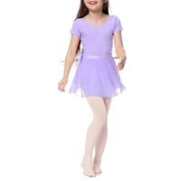 1 x RAW Customer Returns Durio children s ballet clothing girls ballet dress dance dress girls cotton short sleeve ballet leotard with skirts and leggings light purple 4-5 years - RRP €20.16