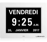 1 x RAW Customer Returns Lemnoi Senior Watch Dementia 8 Inch Digital Clock Calendar Not, Abbreviated Automatic Dimming in 8 Languages for Seniors and Dementia Patients - RRP €43.99