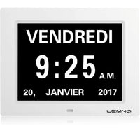 1 x RAW Customer Returns Lemnoi Senior Watch Dementia 8 Inch Digital Clock Calendar Not, Abbreviated Automatic Dimming in 8 Languages for Seniors and Dementia Patients - RRP €41.15