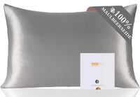 1 x RAW Customer Returns ZIMASILK pillowcase made of 100 silk for hair and skin. Double-sided 19 momme pure mulberry silk pillowcase with zipper, 1 piece. 40 x 60 cm, silver-gray  - RRP €26.4