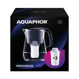 1 x RAW Customer Returns AQUAPHOR water filter Provence Black incl. 2 A5 filters I Carafe for 4.2l I Large water filter glass look I Reduces limescale chlorine I Table water filter I Stylish container I Perfect for the family - RRP €30.2