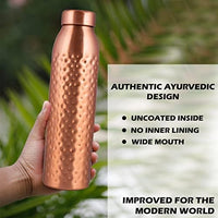 1 x RAW Customer Returns NORMAN JR Copper Water Bottle 1L - Gift Box 3 Pieces, Plain 1, Hammered 2, an Ayurvedic vessel made of pure copper - helps you drink more water with many health benefits - RRP €68.57