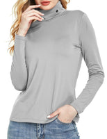 1 x Brand New SSLR Women s Thermal Long Sleeve Turtleneck Shirt Slim Fit Basic Tops Brushed Turtleneck Pullover Large, Grey  - RRP €22.31