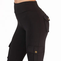 1 x RAW Customer Returns Nuofengkudu women s high waist sports leggings with pockets military style stylish push up tights pants jogging pants sports leggings black L - RRP €31.99