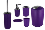 1 x RAW Customer Returns GMMH 6-piece bathroom set bathroom accessories set organizer soap dispenser, toothbrush cup, cosmetic bin, toilet brush and holder, soap dish, trash can, toothbrush holder, bathroom set purple design 2  - RRP €22.18