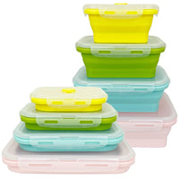 1 x Brand New Ewrap Collapsible Food Storage Containers, Silicone Bowls with Plastic Lids - Round Set of 4 - Microwave Freezer Safe, for Kitchen and Camping - RRP €28.31