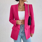 1 x RAW Customer Returns HOTIAN women s blazer, casual open front cardigan long sleeve, elegant business blazer, long jacket with pocket and buttons rose S - RRP €41.99