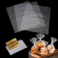 1 x RAW Customer Returns 200pcs Cellophane Bags 21x30 17x25 15x20 10x15cm Candy Bags Transparent Cookie Bags with Metallic Ties for Bread Cookies Children s Birthday Party Favor Bags 13cm 18cm  - RRP €6.04