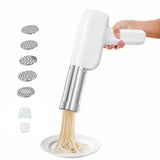 1 x RAW Customer Returns QHENS Hand Pasta Machine Electric, Spaghetti Ice Cream Press Electric Portable White 2000mAh with 5 Modes, Stainless Steel Sleeve, Pasta Maker Rechargeable Pasta Machine Aid Pasta Attachment for Household - RRP €50.41