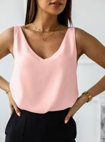 1 x Brand New CZIMOO Women s Tops Summer Shirt Silk Satin Tank Top Cami V-Neck Sleeveless Chiffon Camisole Casual Tank Top Shirts Pink XL - RRP €22.8