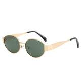 1 x RAW Customer Returns Dollger Retro Oval Sunglasses Women Men Metal Trendy Fashion Classic Sun Glasses UV400 Protection, Gold Frame Green - RRP €58.8