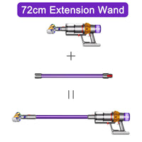 1 x RAW Customer Returns Extension tube for Dyson V11 V15 V10 V8 V7 stick vacuum cleaner, replacement telescopic tube quick release extension rod accessories, 72cm purple  - RRP €33.98