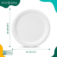 1 x Brand New ECO SOUL Pearl White Round 25cm Bagasse Paper Plates 50 pieces , Disposable Tableware and 100 Compostable, Environmentally Friendly Party Tableware, Robust Camping Tableware, Microwave and Oven Safe - RRP €12.99