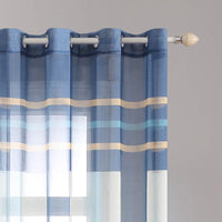 1 x RAW Customer Returns MIULEE Voile curtain, transparent curtain made of voile with eyelets, loop curtain, eyelet curtains, transparent window curtain, living room, bedroom, set of 2, 140 x 225 cm, sky blue dark blue - RRP €31.5