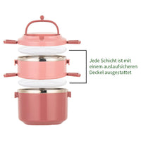 1 x RAW Customer Returns SANQIAHOME 2 Layers Multi-layer Stackable Stainless Steel Lunch Box, Leak-proof, Pink - RRP €22.9