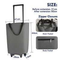 1 x RAW Customer Returns Belegao Shopping Bag on Wheels 17L - Foldable Shopping Trolley with Zipper Waterproof Trolley Bag Telescopic Handle Reusable Collapsible Shopping Cart Shopping Bags, Gray - RRP €32.99