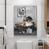 5 x Brand New UGZDEA Animal in the Bathtub Canvas Pictures, Black White Bear Elephant Cow Alpaca Bathroom Poster Home Decor-without Frame No Framed-5, 4x40x60cm  - RRP €149.95