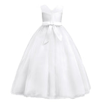 1 x RAW Customer Returns IMEKIS Girls Flower Dress Elegant Wedding Bridesmaid Party Dress Princess Sleeveless Lace Tulle Maxi Dress Birthday Pageant Ball Gown Festive Cocktail Evening Dress Ball Gown White 11-12 - RRP €37.06