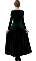 1 x RAW Customer Returns Urbancoco Women s Long Sleeve Evening Dress Maxi V-Neck Velvet Party Dress L, Green  - RRP €59.84