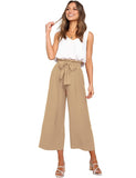 1 x RAW Customer Returns FANCYINN Women s 2 Piece Crop Pants Set with Wide Leg Wide Strap V-Neck Tank High Waist Cropped Paper Bag Pants with Belt Khaki L - RRP €34.24