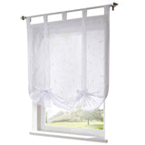 1 x RAW Customer Returns Roman blind embroidery curtains, Roman blind with loops curtains kitchen Roman blinds transparent curtain loop curtain decoration for living room bedroom white, 100x140cm  - RRP €16.54