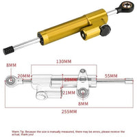 1 x RAW Customer Returns Motorcycle Steering Damper, Universal Aluminum Alloy Steering Damper Stabilizer Damper Stabilizer Linear Reversed with Mounting Bracket Golden Black  - RRP €47.89