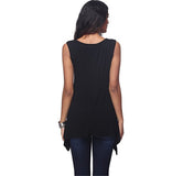 1 x RAW Customer Returns Dreamskull women s T-shirts tops blouses tops tunic tunics long shirt long basic backless sleeveless asymmetrical cotton summer everyday casual loose stretch S-3XL XXL, black  - RRP €18.14